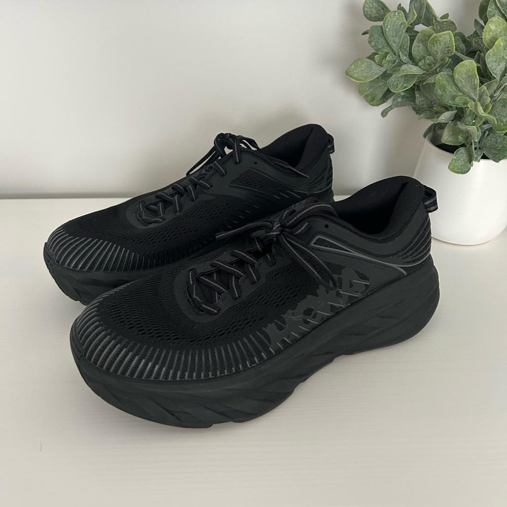 HOKA BONDI 7 WOMENS SHOES BLACK/BLACK